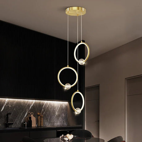 Modern Copper Ring Chandelier with Crystal Accents - Hans Lumiere