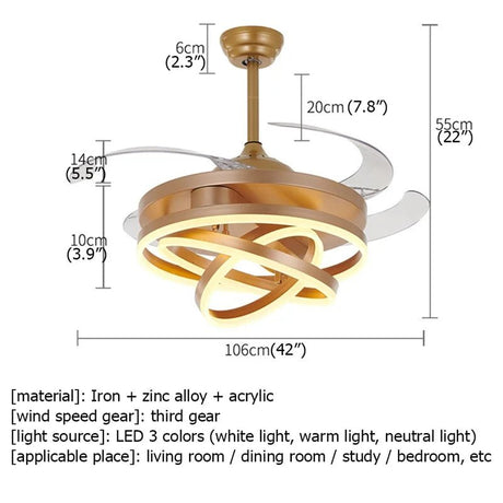 Modern Creative Ceiling Fan Light Without Blade - Hans Lumiere
