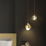 Modern Crystal Bedside Chandelier Gold Black Pendant Light - Hans Lumiere
