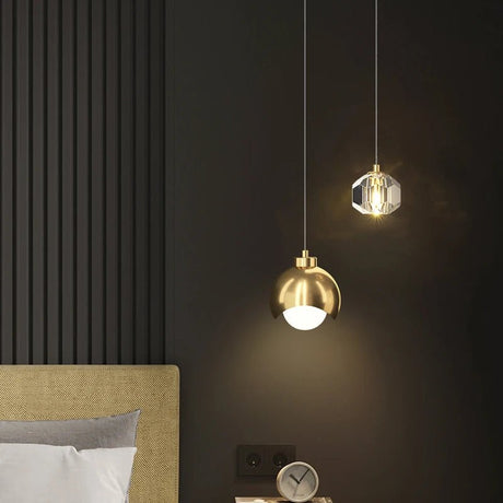 Modern Crystal Bedside Chandelier Gold Black Pendant Light - Hans Lumiere