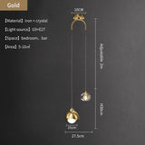 Modern Crystal Bedside Chandelier Gold Black Pendant Light - Hans Lumiere