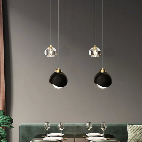 Modern Crystal Bedside Chandelier Gold Black Pendant Light - Hans Lumiere