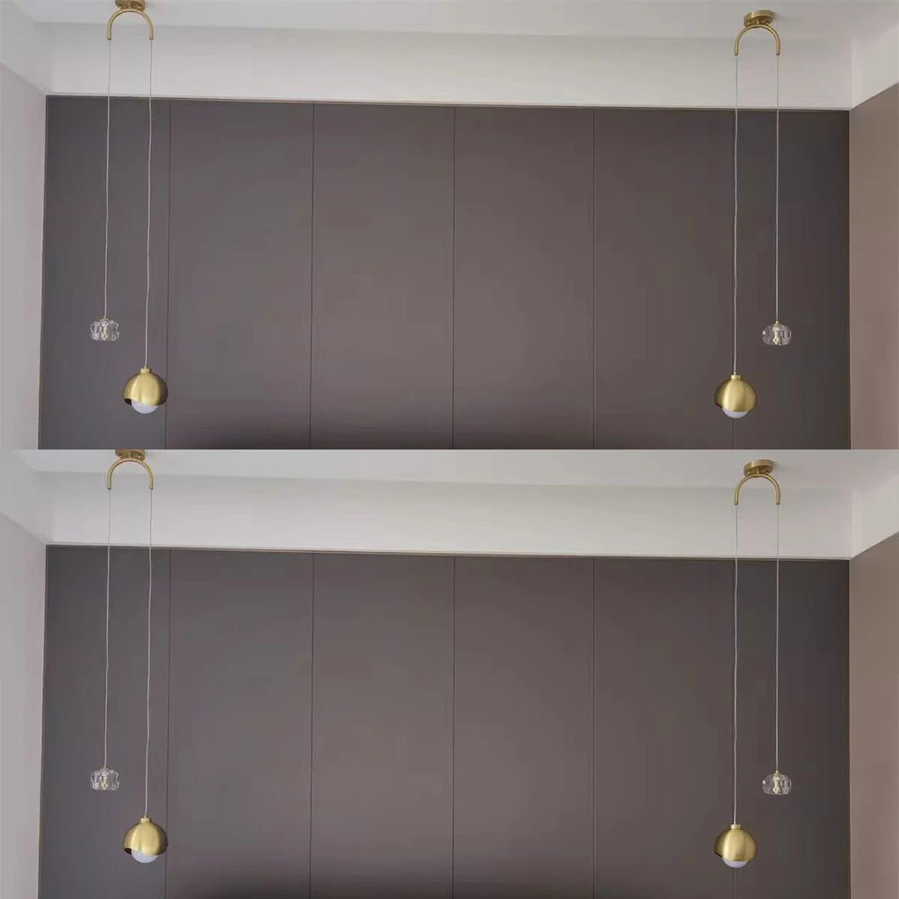 Modern Crystal Bedside Chandelier Gold Black Pendant Light - Hans Lumiere
