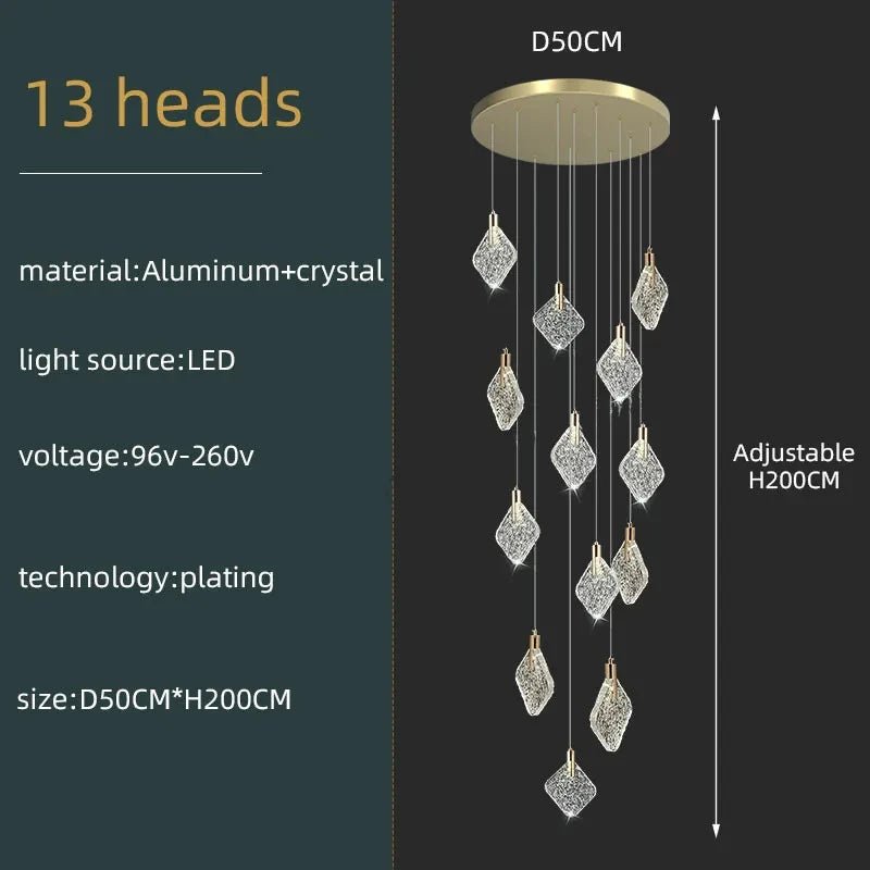 Modern Crystal Ceiling Pendant Chandelier for Living Room, Staircase & Restaurant - Hans Lumiere