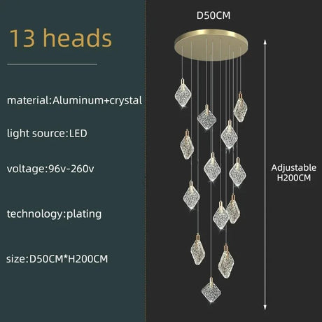 Modern Crystal Ceiling Pendant Chandelier for Living Room, Staircase & Restaurant - Hans Lumiere