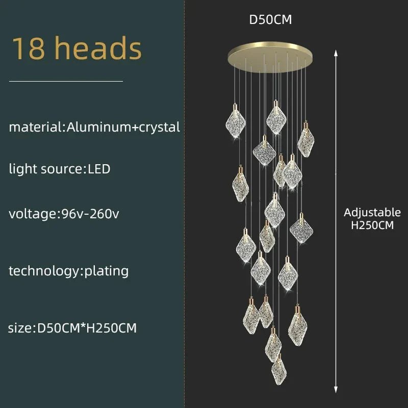 Modern Crystal Ceiling Pendant Chandelier for Living Room, Staircase & Restaurant - Hans Lumiere