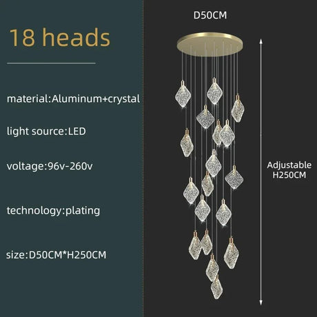 Modern Crystal Ceiling Pendant Chandelier for Living Room, Staircase & Restaurant - Hans Lumiere
