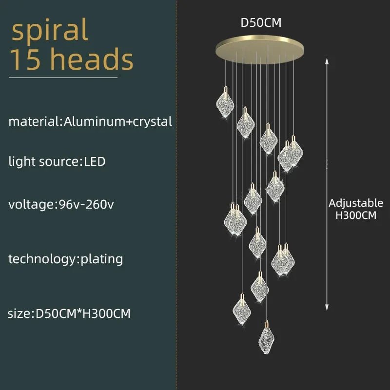 Modern Crystal Ceiling Pendant Chandelier for Living Room, Staircase & Restaurant - Hans Lumiere