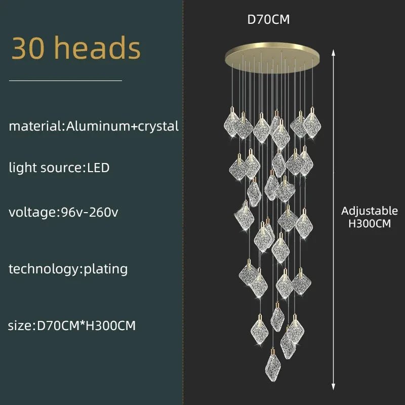 Modern Crystal Ceiling Pendant Chandelier for Living Room, Staircase & Restaurant - Hans Lumiere
