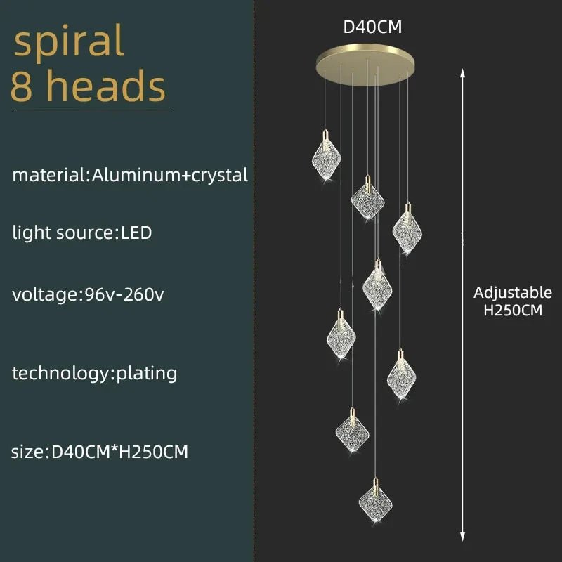 Modern Crystal Ceiling Pendant Chandelier for Living Room, Staircase & Restaurant - Hans Lumiere