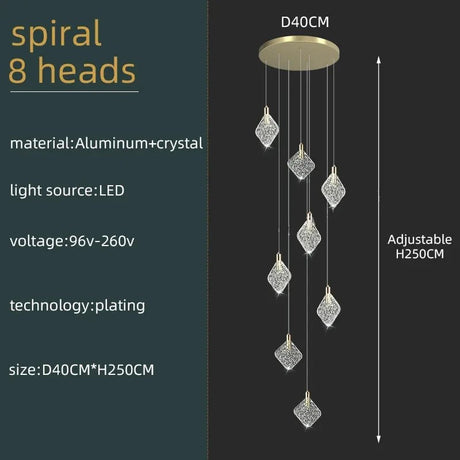 Modern Crystal Ceiling Pendant Chandelier for Living Room, Staircase & Restaurant - Hans Lumiere