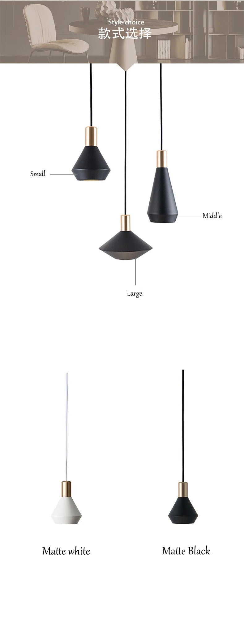 Modern Dome Pendant Light — Black & White, Dimmable LED - Hans Lumiere