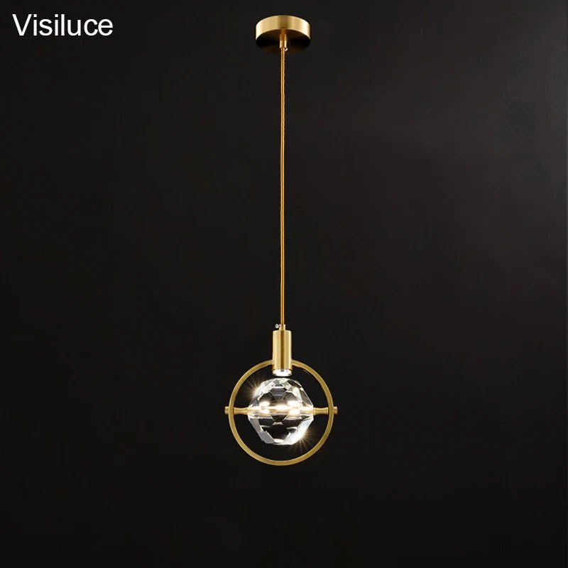 Modern Drop Light Brass Copper LED Crystal Chandelier - Hans Lumiere