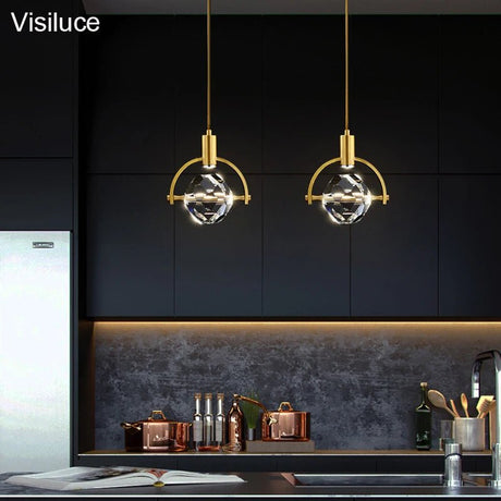 Modern Drop Light Brass Copper LED Crystal Chandelier - Hans Lumiere