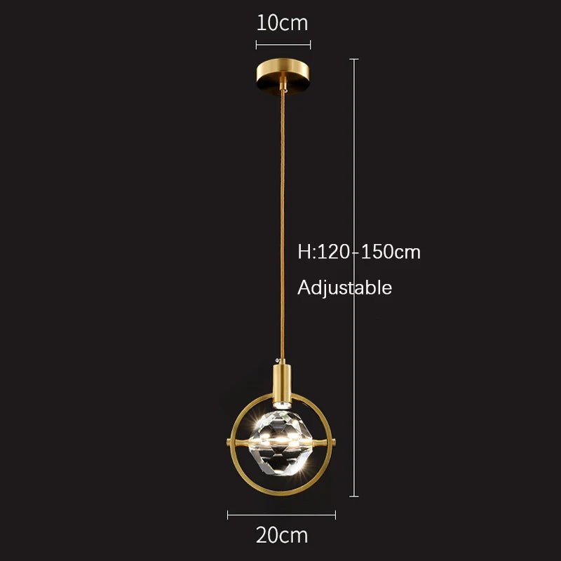 Modern Drop Light Brass Copper LED Crystal Chandelier - Hans Lumiere