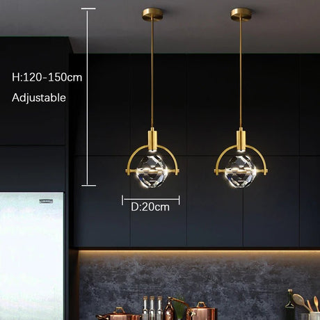 Modern Drop Light Brass Copper LED Crystal Chandelier - Hans Lumiere