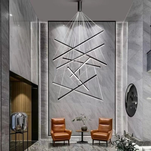 Modern Duplex Architecture Black LED Chandelier - Hans Lumiere