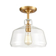 Modern Farmhouse Brass Gold Glass Half Ceiling Light - Hans Lumiere