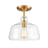 Modern Farmhouse Brass Gold Glass Half Ceiling Light - Hans Lumiere