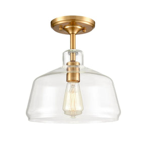 Modern Farmhouse Brass Gold Glass Half Ceiling Light - Hans Lumiere