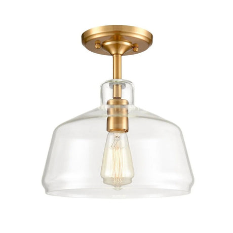 Modern Farmhouse Brass Gold Glass Half Ceiling Light - Hans Lumiere
