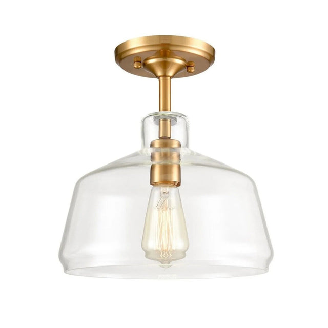 Modern Farmhouse Brass Gold Glass Half Ceiling Light - Hans Lumiere