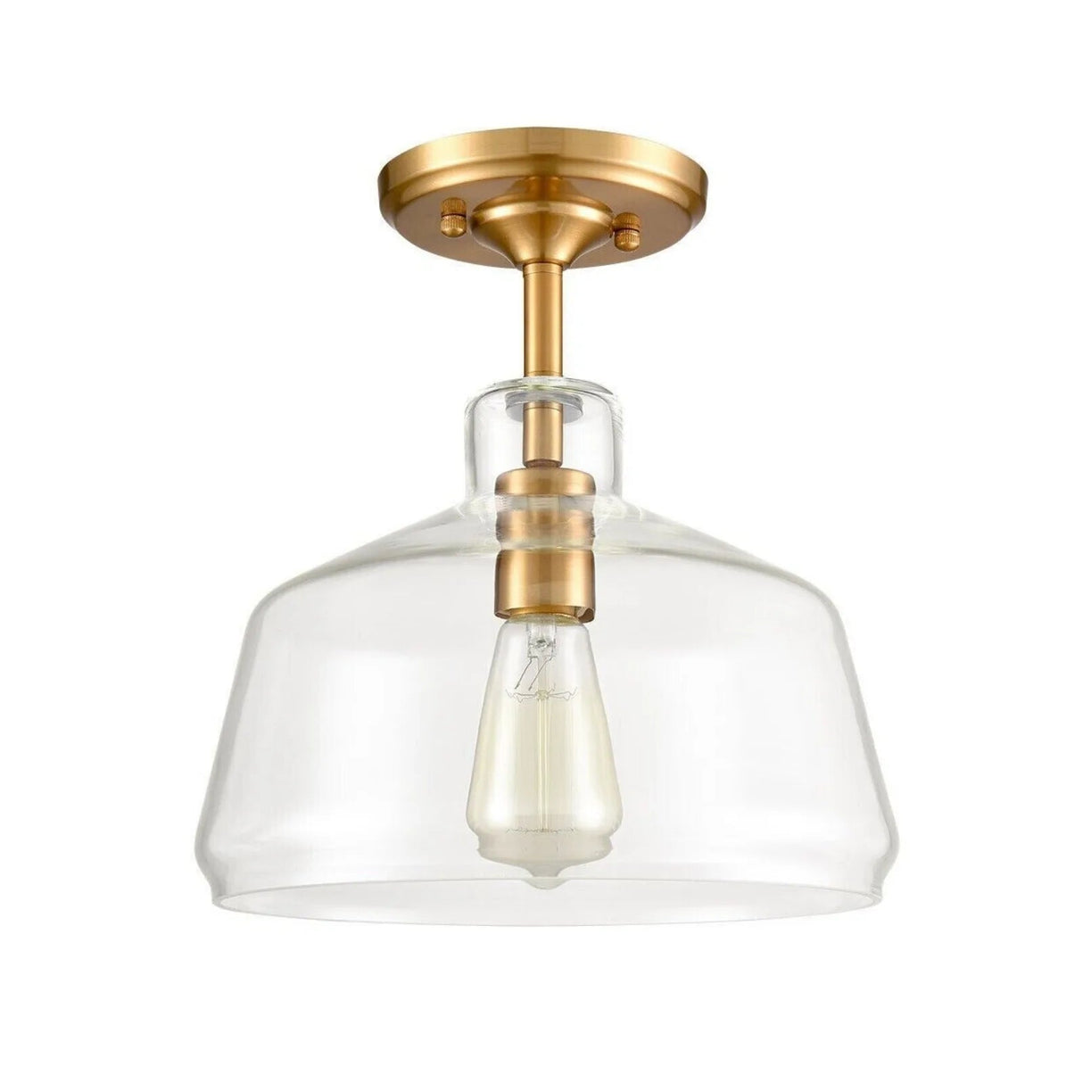 Modern Farmhouse Brass Gold Glass Half Ceiling Light - Hans Lumiere