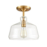 Modern Farmhouse Brass Gold Glass Half Ceiling Light - Hans Lumiere