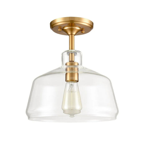 Modern Farmhouse Brass Gold Glass Half Ceiling Light - Hans Lumiere