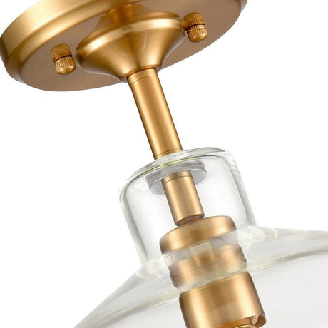 Modern Farmhouse Brass Gold Glass Half Ceiling Light - Hans Lumiere