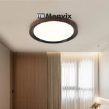 Modern Geometric Wood Grain LED Ceiling Lamp – Korean Style Flush Mount - Hans Lumiere