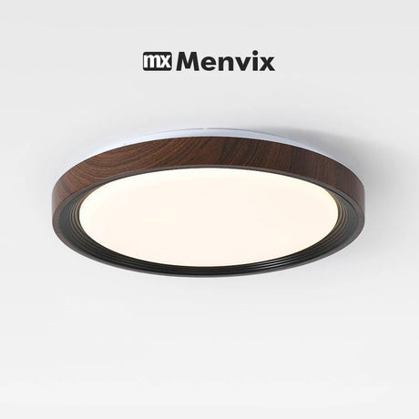 Modern Geometric Wood Grain LED Ceiling Lamp – Korean Style Flush Mount - Hans Lumiere