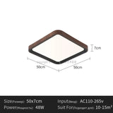 Modern Geometric Wood Grain LED Ceiling Lamp – Korean Style Flush Mount - Hans Lumiere