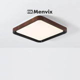 Modern Geometric Wood Grain LED Ceiling Lamp – Korean Style Flush Mount - Hans Lumiere