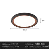 Modern Geometric Wood Grain LED Ceiling Lamp – Korean Style Flush Mount - Hans Lumiere