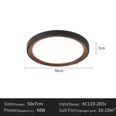 Modern Geometric Wood Grain LED Ceiling Lamp – Korean Style Flush Mount - Hans Lumiere