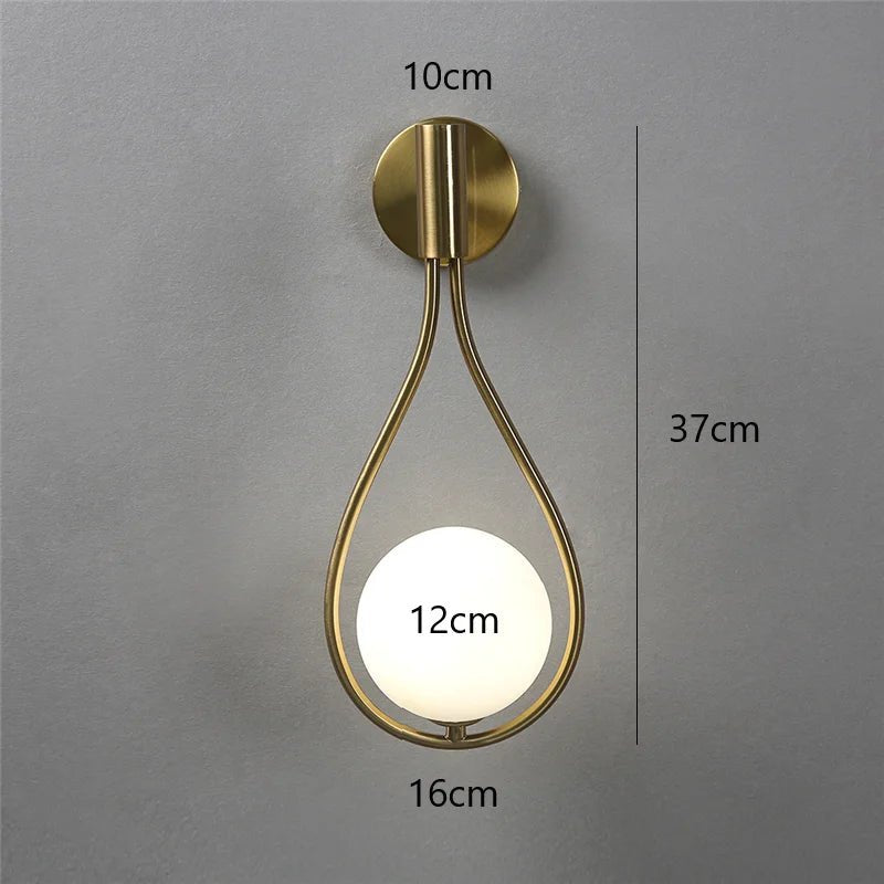 Modern Glass Ball Wall Light Luxury Gold Sconce - Hans Lumiere