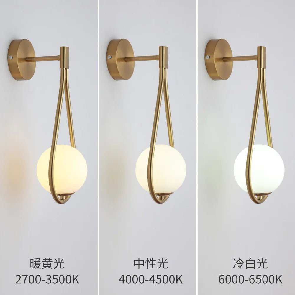Modern Glass Ball Wall Light Luxury Gold Sconce - Hans Lumiere
