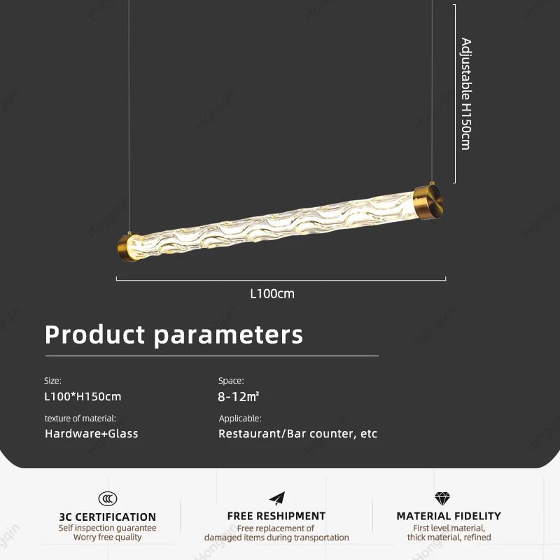 Modern Glass Linear Pendant Light for Kitchen Island and Dining Room - Hans Lumiere