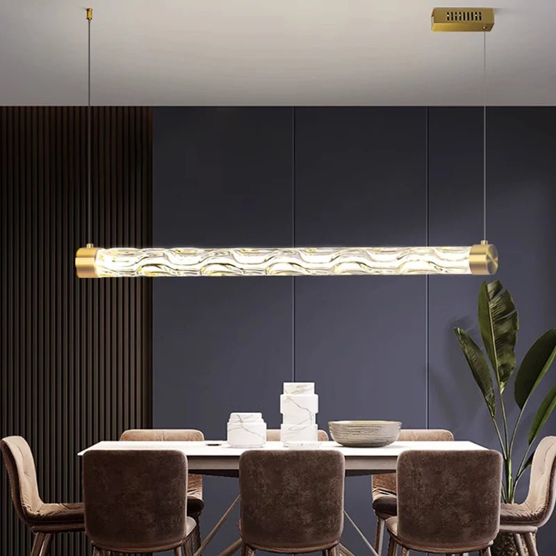 Modern Glass Linear Pendant Light for Kitchen Island and Dining Room - Hans Lumiere