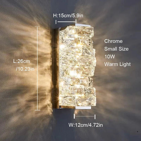 Modern Gold Chrome Luxury Crystal LED Wall Light - Hans Lumiere