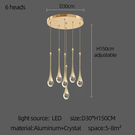 Modern Golden Crystal LED Chandelier - Hans Lumiere