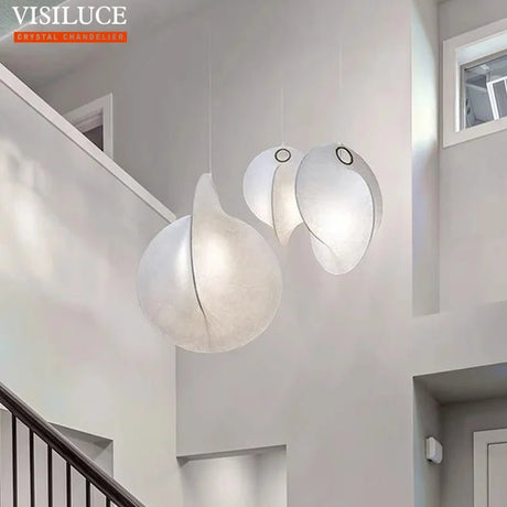 Modern Japanese Style Wabi Sabi Silk LED Pendant Lamp - Hans Lumiere