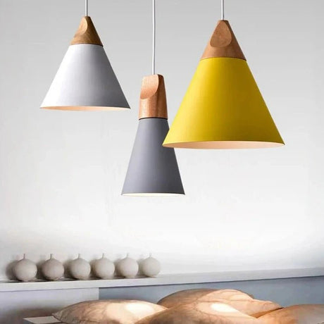 Modern Lamparas Colorful Wood Pendant Lights - Hans Lumiere