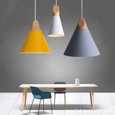 Modern Lamparas Colorful Wood Pendant Lights - Hans Lumiere