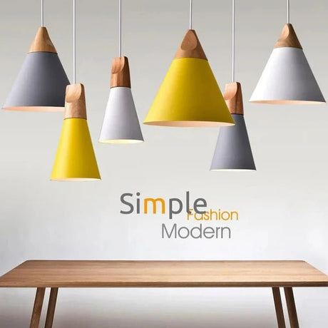 Modern Lamparas Colorful Wood Pendant Lights - Hans Lumiere