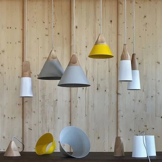Modern Lamparas Colorful Wood Pendant Lights - Hans Lumiere