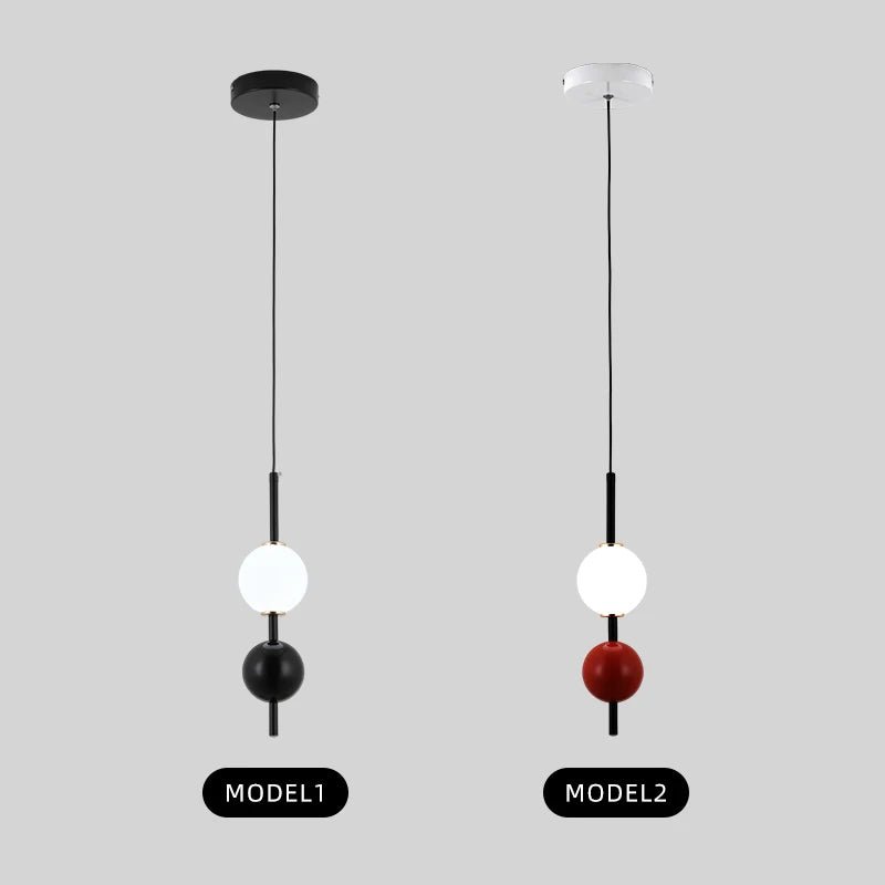 Modern LED Acrylic Pendant Light Red Black Milk Ball Chandelier - Hans Lumiere
