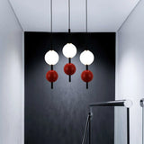 Modern LED Acrylic Pendant Light Red Black Milk Ball Chandelier - Hans Lumiere