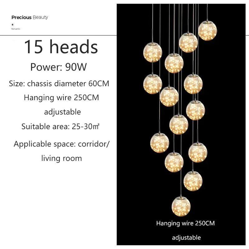 Modern LED Glass Chandelier Luxury Pendant Light 12 - 30 Heads - Hans Lumiere